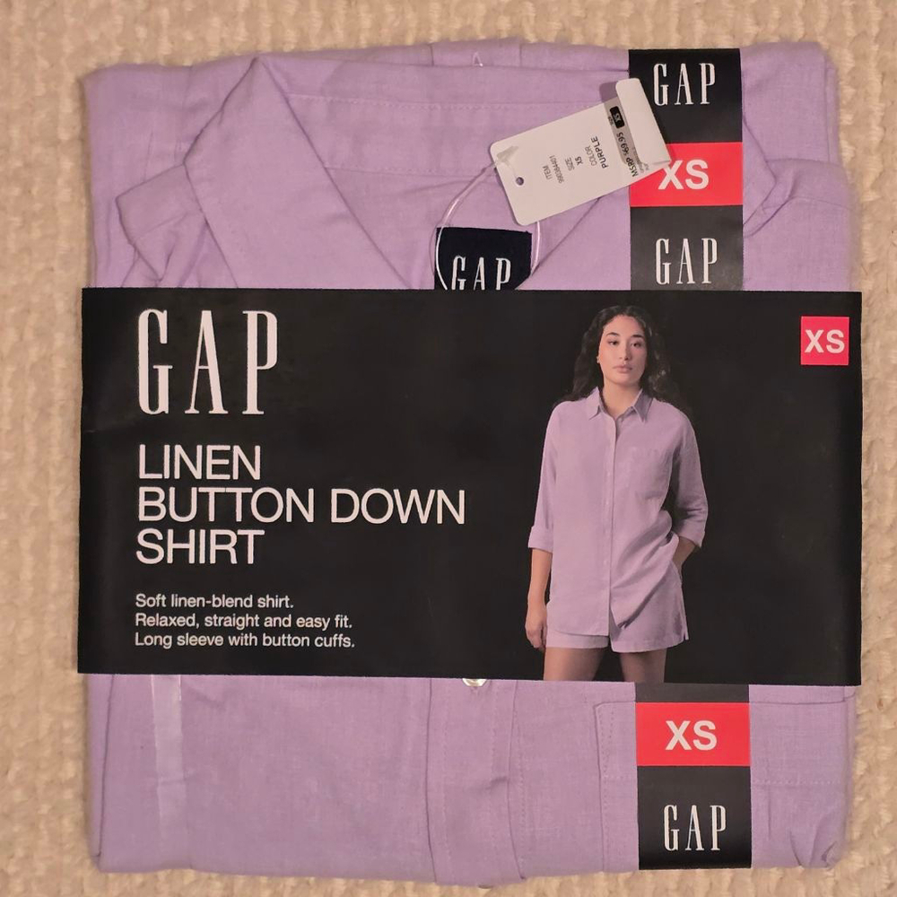 Women's GAP Purple Linen Button Down Shirt XS